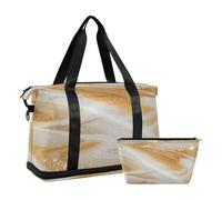 Falso brillo mármol grano amarillo grande bolsa gimnasio llevar en bolsas de lona con bolsa de inodoro para Yoga 2 unids conjunto, falso brillo mármol grano amarillo, 1 tamaño, Fake Glitter Mármol