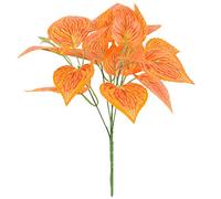 Falso Falso Flor Hoja Plant Simulation pared verde de la planta de plástico pequeña flor 5 Big Head Trident cubierta restaurante Green(Orange)