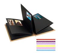 Faltbares Erinnerungsbuch - Álbum fotográfico de 21 x 15 cm, álbum de recortes Handgefertigtes en Schwarz | Kreatives Reise Andenken für Hochzeiten Urlaub | Tragbares Erinnerungsalbum