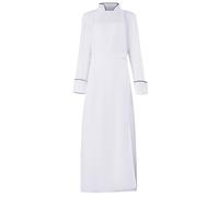 Faltern Batas de clero para mujer, bata de coro, medieval, clero, sacubo, sacerdote negro, disfraz de iglesia, capa para mujer, Blanco, M