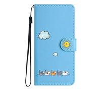 FALUWONRU Funda para iPhone 15 Pro MAX,Bonita y Colorida Funda Protectora Gato Cartera Bolsillo Solapa PU Cuero【Cierre Magnético】【Funda con Soporte】,Azul