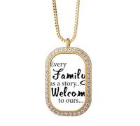 Faly Story - Collar con colgante de cristal dorado con cita Art Deco