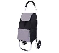 Falytemow Carro de la compra plegable 2 ruedas 40 pulgadas altura de la manija carro utilitario Oxford carretilla bolsa para comestibles (gris y negro)