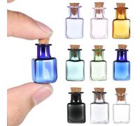 Falzqq 9 mini botellas de cristal con corcho, tarros mágicos de colores, 2 ml, minibotellas mágicas, botellas de deseos, botellas decorativas para fiestas y bodas