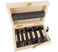 Famag Bormax HM prima 1664606 - Juego de brocas (6 unidades, punta centradora y broca pretaladradora, para todos los materiales de madera, con caja de madera), color gris