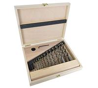 FAMAG - Juego de 15 brocas para madera helicoidales, diámetro de 1 a 16 mm (media luna de 1 mm), con fresa para colocar en una caja de madera