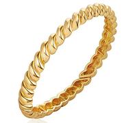 FAMARINE Brazalete trenzado fino o grueso chapado en oro de 14 quilates, pulsera elástica elástica para parejas, pulseras de amor - 100% exclusivas