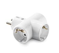 FAMATEL - Adaptador Enchufe Triple I Lateral I Portacontactos en cerámica, reforzado I TT I 16A I 250V