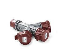 FAMATEL - Adaptador 3 tomas IP44 | 3P+T | 16A | 380-415V | Gris y rojo