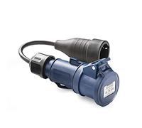 FAMATEL - Adaptador industrial-doméstico | Clavija 2P+TTL | 16A | 250V | Toma 2P+T | 16A | 220V | Con cable de 25 metros | Azul