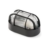 FAMATEL - Aplique Ovalado | IP44 | E-27 | 60W | Difusor termoplástico | Horizontal | Bombillas E27 | Producto certificado con CE | Negro