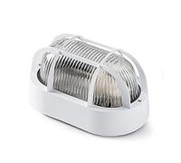 FAMATEL - Aplique Ovalado | IP44 | E-27 | 60W | Difusor cristal | Horizontal | Bombillas E27 | Producto certificado con CE | Blanco