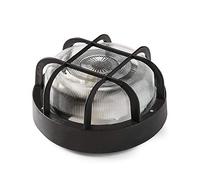 FAMATEL - Aplique Redondo | IP44 | E-27 | 100W | Difusor cristal | Horizontal | Bombillas E27 | Producto certificado con CE | Negro