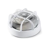 FAMATEL - Aplique Redondo | IP44 | E-27 | 100W | Difusor cristal | Horizontal | Bombillas E27 | Producto certificado con CE | Blanco