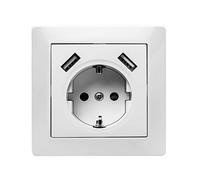 FAMATEL - Base + 2USB | Enchufe de empotrar | Serie Habitat 15 | Fácil instalación | Alta estanqueidad del producto | Protección Infantil | TT | 16A | 250V | Blanco