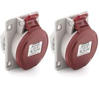 FAMATEL - Base empotrar IP44 | 3P+T | 16A | 380-415V | Rojo (Paquete de 2)