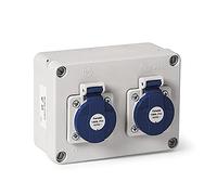 FAMATEL - Caja estanca IP54 | 2 tomas | 2P+TTL | 16A | 250V | Azul y Rojo