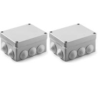 FAMATEL - Caja estanca IP55 | 160 x 135 x 83 mm | Con 8 conos 32 y 2 conos 40 | Tapa con tornillos | 1/4 vuelta | Gris (Paquete de 2)