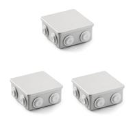 FAMATEL - Caja estanca IP55 | Tapa con tornillos | Con conos | 100 x 100 x 45 | Gris (Paquete de 3)