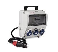 FAMATEL - Caja industrial precableada | IP44 | Con asa | 3 tomas | 2P+TTL | 16A | 250V Diferencial con magnetotérmico | Cable 1,5 m | 3 x 2,5