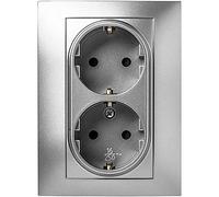 Famatel Doble Toma Corriente Aluminio, 16A x 250V