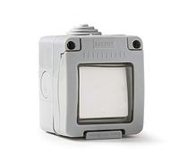 FAMATEL - Interruptor-Conmutador| Enchufe de empotrar | Serie Garden | IP55 | A prueba de agua | Fácil de instalar | Aluminio | Gris