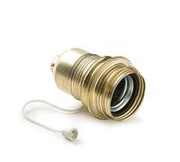 FAMATEL - Portalámparas metálico roscado con interruptor y arandela | Bombillas E-27 | Material metálico | Dorado