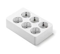 FAMATEL - Regleta 6 tomas con TT | Cuadrada | Lateral | 16A | 250V | Fácil Instalación | Evita consumos fantasma | Color Marfil