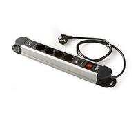 FAMATEL - Regleta aluminio 4 tomas y 2 USB | Enchufes con Interruptor Luminoso | 1,5 Metros | Hasta 3680W | Protección Infantil | Orientación tomas a 45º | Evita consumos fantasma | Negro