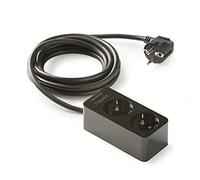 FAMATEL - Regleta de 2 tomas | Cable de 1,5 m | Hasta 3680W | 16A | 250V | Protección Infantil | Orientación tomas a 45o | Evita consumos fantasma | Negro