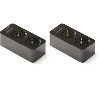 FAMATEL - Regleta de 2 Tomas | Sin Cable | hasta 3680W | 16A | 250V | Protección Infantil | Orientación Tomas a 45o | Evita consumos Fantasma | Negro (Paquete de 2)