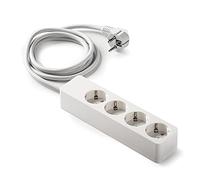 FAMATEL - Regleta de 4 tomas | Cable de 1,5 m | Hasta 3680W | 16A | 250V | Protección Infantil | Orientación tomas a 45o | Evita consumos fantasma | Blanco