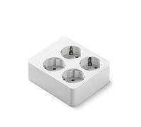 FAMATEL - Regleta de 4 tomas | Estructura cuadrada | Sin Cable | Hasta 3680W | 16A | 250V | Protección Infantil | Orientación tomas a 45o | Evita consumos fantasma | Blanco