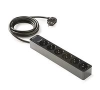 FAMATEL - Regleta de 6 tomas | Cable de 1,5 m | Hasta 3680W | 16A | 250V | Protección Infantil | Orientación tomas a 45o | Evita consumos fantasma | Negro