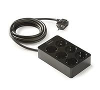 FAMATEL - Regleta de 6 tomas | Estructura cuadrada | Cable de 1,5 m | Hasta 3680W | 16A | 250V | Protección Infantil | Orientación tomas a 45o | Evita consumos fantasma | Negro