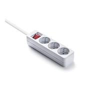 FAMATEL - Regleta ecosockets 3 Tomas | Enchufes con Interruptor de Encendido | 1,5 Metros | hasta 3680W | Protección Infantil | Orientación Tomas a 45o | Evita consumos Fantasma | Blanco