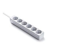 FAMATEL - Regleta ecosockets 6 tomas | 1,5 Metros | Hasta 3680W | Protección Infantil | Orientación tomas a 45o | Evita consumos fantasma | Blanco