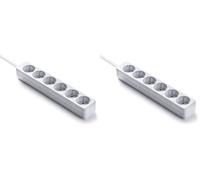 FAMATEL - Regleta ecosockets 6 Tomas | 1,5 Metros | hasta 3680W | Protección Infantil | Orientación Tomas a 45o | Evita consumos Fantasma | Blanco (Paquete de 2)