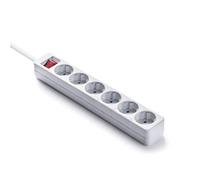 FAMATEL - Regleta ecosockets 6 tomas | Enchufes con Interruptor de encendido | 3 Metros | Hasta 3680W | Protección Infantil | Orientación tomas a 45o | Evita consumos fantasma | Blanco