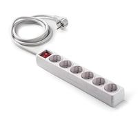 Famatel - Regleta ecosockets | 6 Tomas | Enchufes con Interruptor de Encendido | 5 Metros | hasta 3680W | Protección Infantil | Orientación Tomas a 45º | Evita consumos Fantasma | Blanco