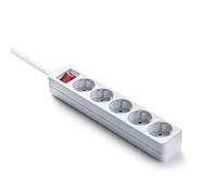 FAMATEL - Regletas ecosockets 5 tomas | Enchufes con Interruptor Luminoso | 1,5 Metros | Hasta 3680W | Protección Infantil | Orientación tomas a 45º | Evita consumos fantasma | Blanco