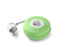 FAMATEL - Roller | Enrollable con 1 toma | 2 metros | Con material de silicona | Protección Infantil | Con una alta flexibilidad y resistencia | Verde