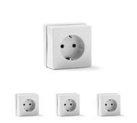 FAMATEL - Toma de corriente con TTL | 65 x 65 mm |Superficie | 16A | 250V | Fácil instalación | Serie 5000 | Blanco. (Paquete de 4)