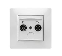 FAMATEL - Toma R-TV | Enchufe de empotrar | Serie Habitat 15 | Fácil instalación | Alta estanqueidad del producto | Libre de hálogenos | Blanco