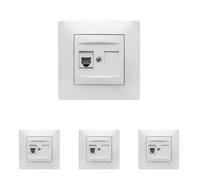 Famatel - Toma teléfono RJ-11 | Enchufe de empotrar | Serie Habitat 15 | Fácil instalación | Alta estanqueidad del producto | Libre de hálogenos | Blanco (Paquete de 4)