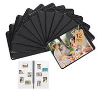 FAMCUCHE 12 Piezas Foto Iman Nevera para Polaroid Instax Mini Papel Fotografico, 9,5 × 6,8 cm Marco Magnetico Compatible con Polaroid Films, Impermeable Marco de Fotos Magnético para Nevera (Negro)