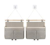 FAMCUCHE Organizador colgante de alta capacidad, organizador colgante de puerta, organizador colgante de baño con 2 ganchos, organizador plegable de pared de lino para el hogar, JE512943_01