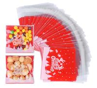 FamEaze Bolsas de celofán de Navidad, 100 bolsas de celofán de Navidad con bolsas autoadhesivas de celofán transparente para galletas y dulces para suministros de fiesta de Navidad, 4 x 4 pulgadas