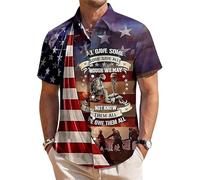 famesale Camisa Patriótica Vintage para Hombre del 250º Aniversario de EE UU Día de la Independencia Estampado 3D de Bandera Americana Estatua de la Libertad y Águila Blusa con Botones y Solapa