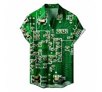 famesale Camisas para Hombre con Estampado 3D de Chips electrónicos Blusas de Estilo Vintage con diseño de Placa Base Camisetas de Manga Corta con Botones para Ingenieros